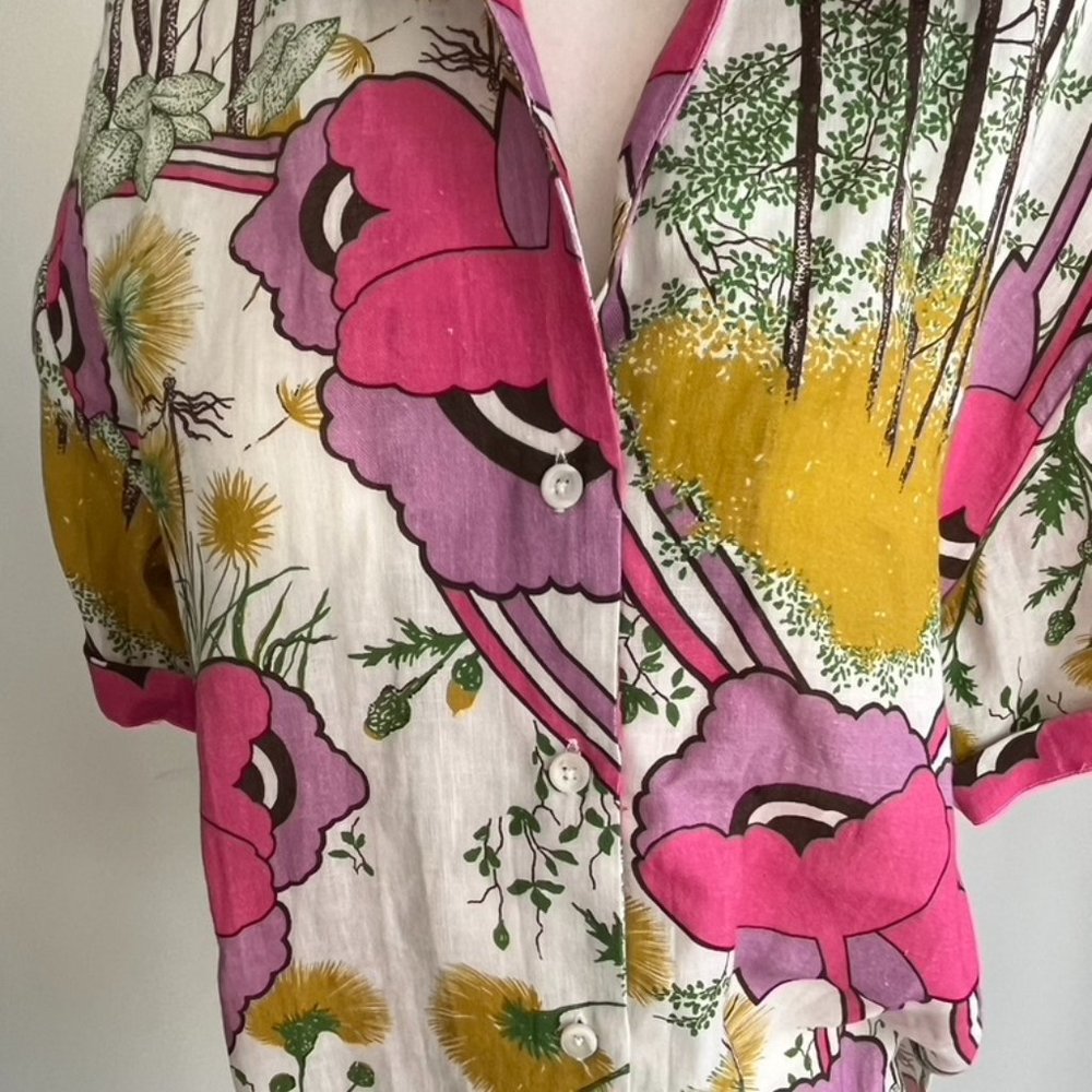 NWT Multicolor Rachel Comey Ross Floral Button Linen Shirt-Size S-M